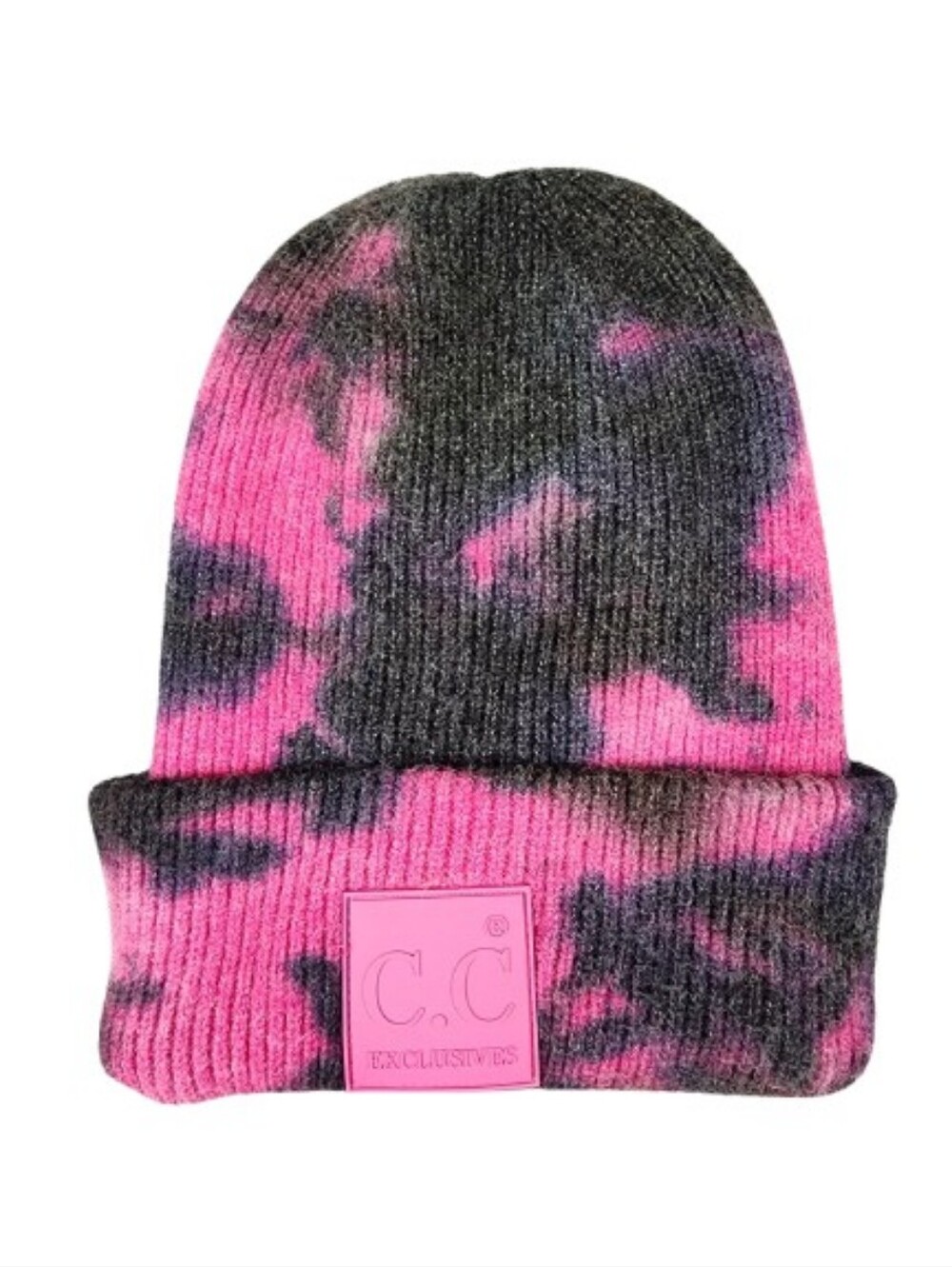 C.C Pink & Black Tie-Dye Comfy Beanie Hat Stretchy